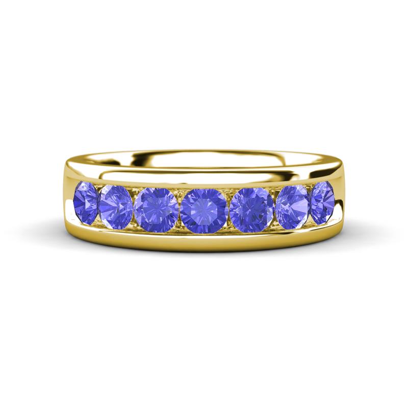 Irvin 1.12 ctw Tanzanite 7 stone Comfort Fit Men Wedding Band (6 mm) 