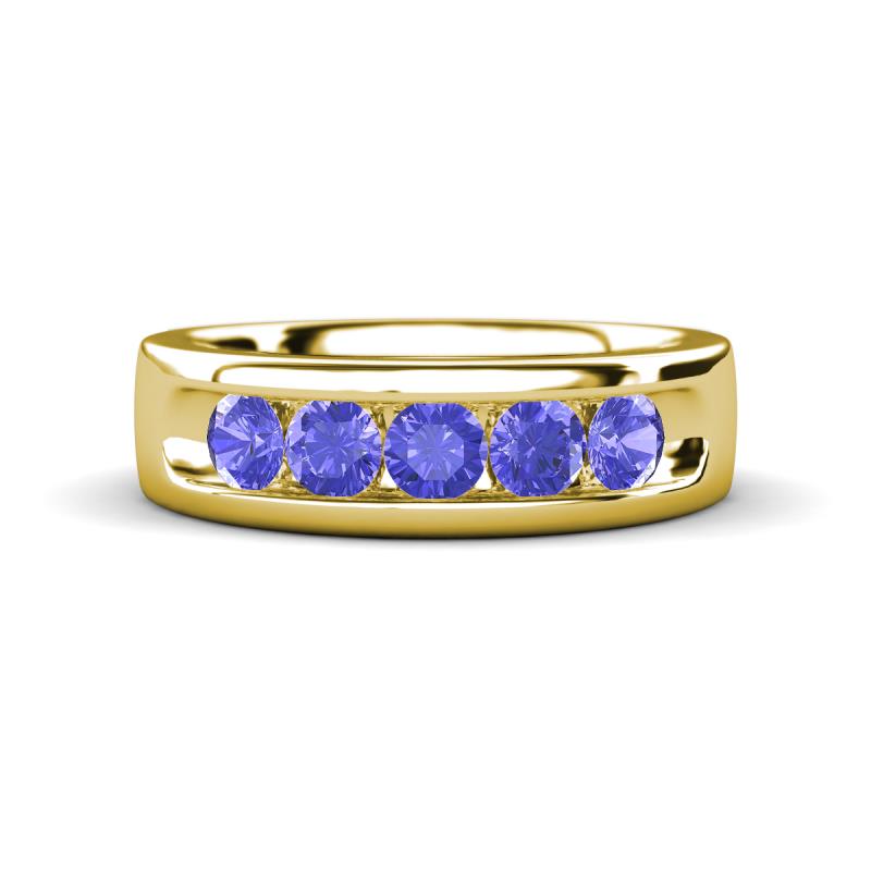 Irvin 0.80 ctw Tanzanite 5 stone Comfort Fit Men Wedding Band (6 mm) 