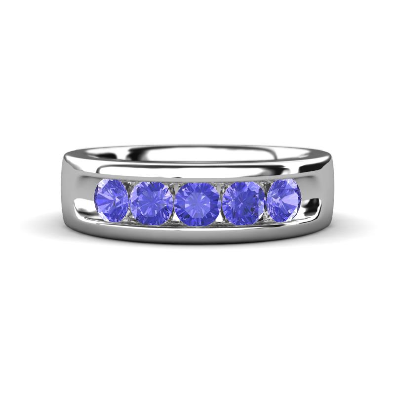 Irvin 0.80 ctw Tanzanite 5 stone Comfort Fit Men Wedding Band (6 mm) 