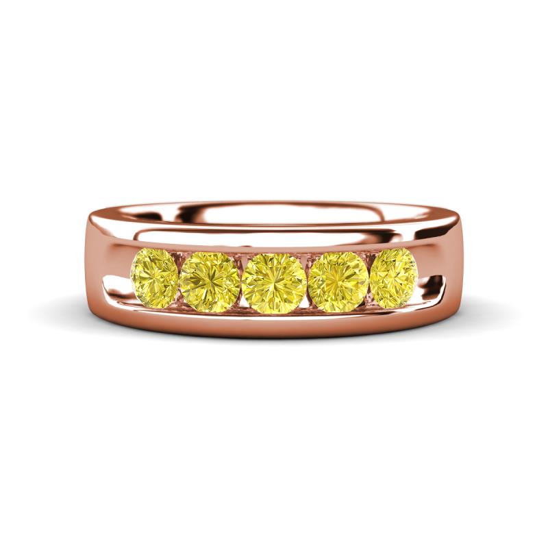 Irvin 0.80 ctw Yellow Diamond 5 stone Comfort Fit Men Wedding Band (6 mm) 