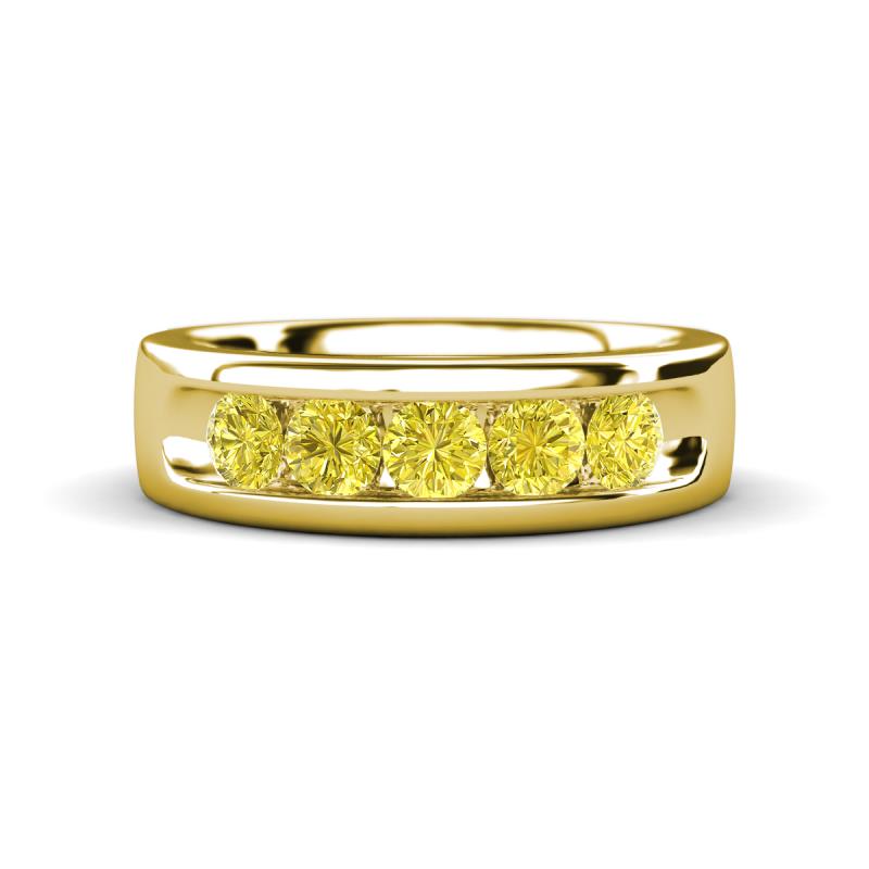 Irvin 0.80 ctw Yellow Diamond 5 stone Comfort Fit Men Wedding Band (6 mm) 