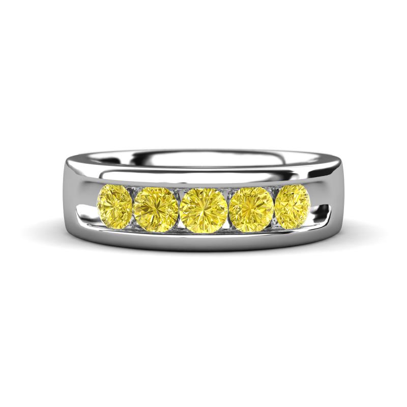 Irvin 0.80 ctw Yellow Diamond 5 stone Comfort Fit Men Wedding Band (6 mm) 