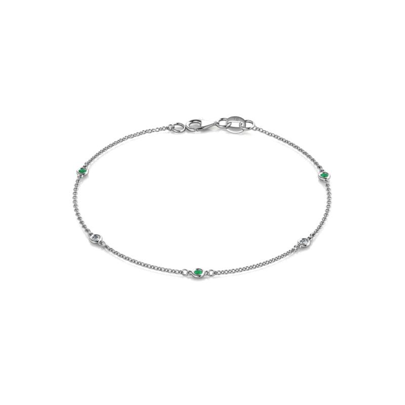 Aizza (5 Stn/2mm) Emerald and Diamond Station Bracelet 