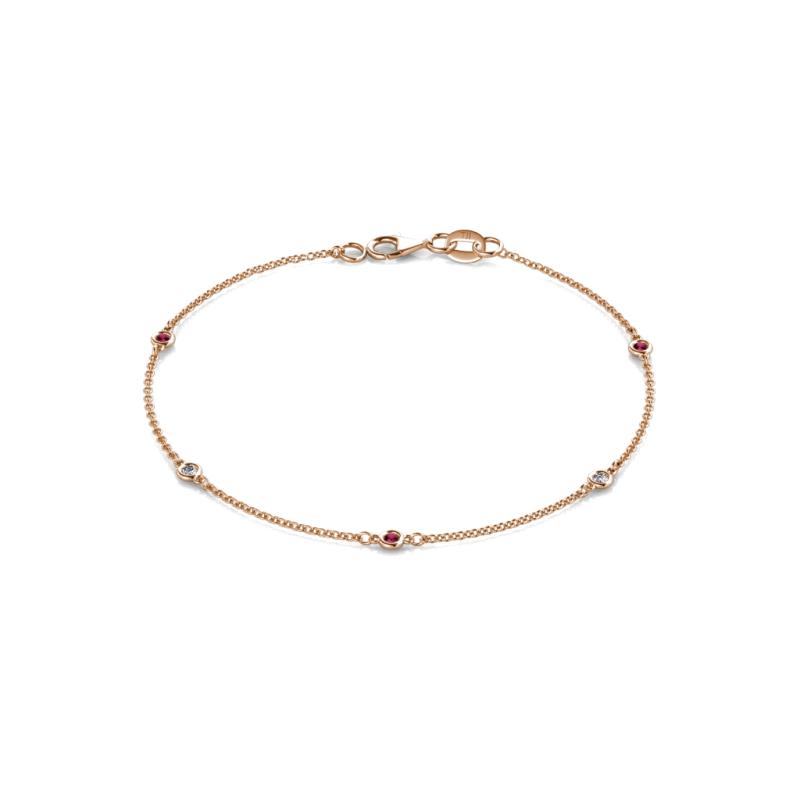 Aizza (5 Stn/2mm) Ruby and Diamond Station Bracelet 