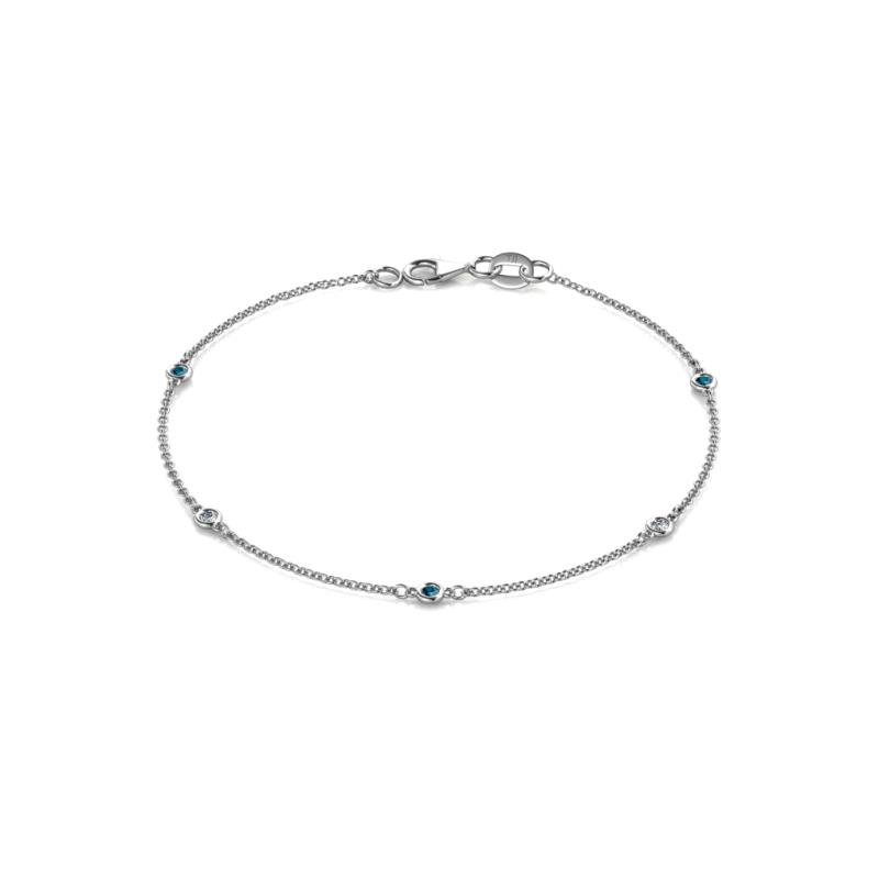 Aizza (5 Stn/2mm) Blue and White Diamond Station Bracelet 