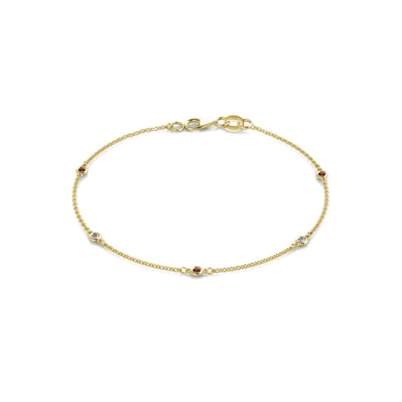 Aizza (5 Stn/2mm) Red Garnet and Diamond Station Bracelet 