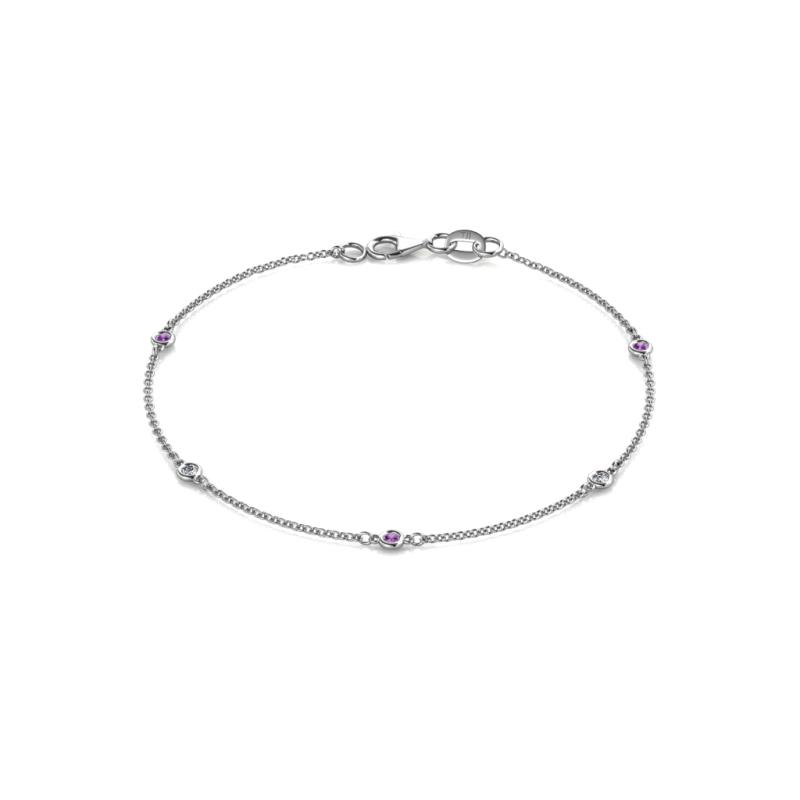 Aizza (5 Stn/2mm) Amethyst and Diamond Station Bracelet 