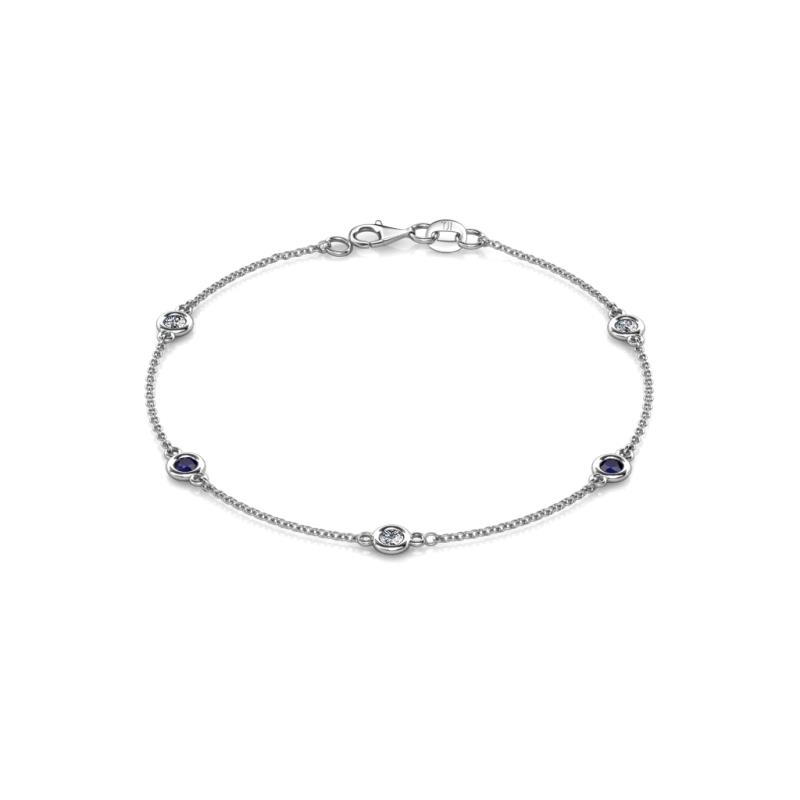 Aizza 0.79 ctw Blue Sapphire and Lab Grown Diamond (3.50 mm) Station Bracelet 