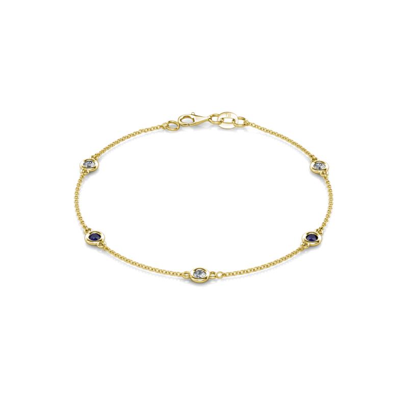 Aizza 0.79 ctw Blue Sapphire and Lab Grown Diamond (3.50 mm) Station Bracelet 