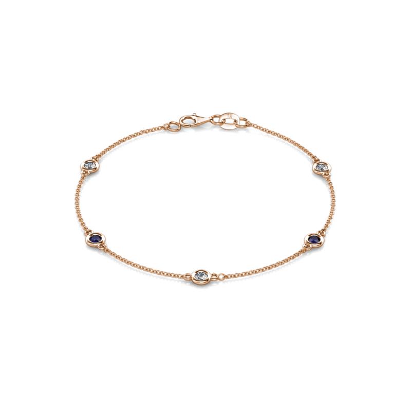 Aizza 0.79 ctw Blue Sapphire and Lab Grown Diamond (3.50 mm) Station Bracelet 
