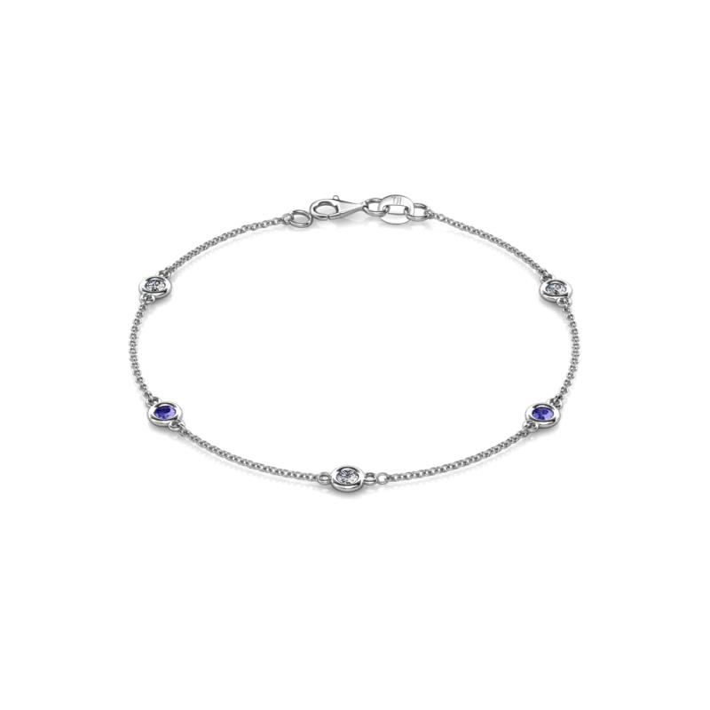 Aizza 0.77 ctw Tanzanite and Lab Grown Diamond (3.50 mm) Station Bracelet 