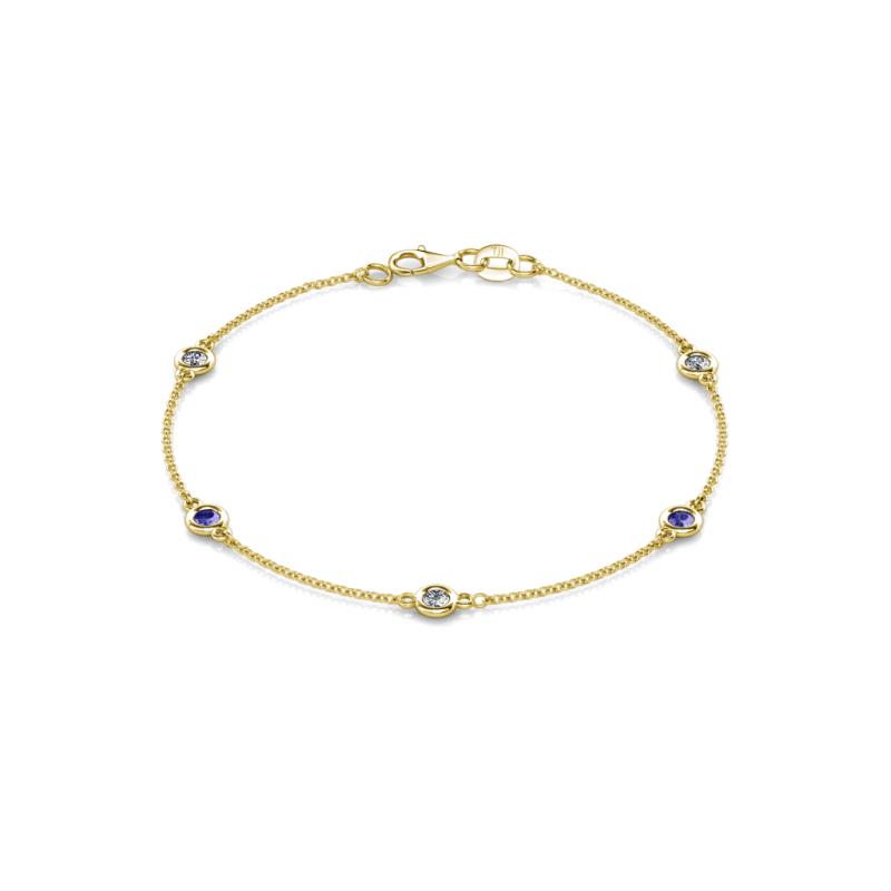 Aizza 0.77 ctw Tanzanite and Lab Grown Diamond (3.50 mm) Station Bracelet 