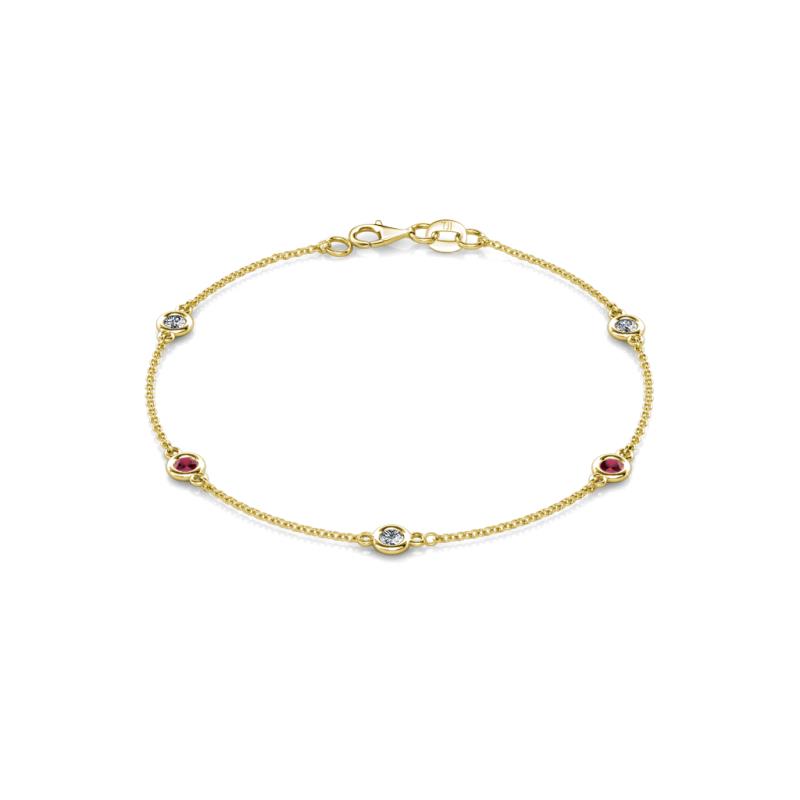 Aizza 0.79 ctw Ruby and Lab Grown Diamond (3.50 mm) Station Bracelet 