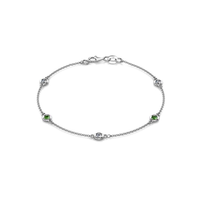 Aizza 0.81 ctw Green Garnet and Lab Grown Diamond (3.50 mm) Station Bracelet 