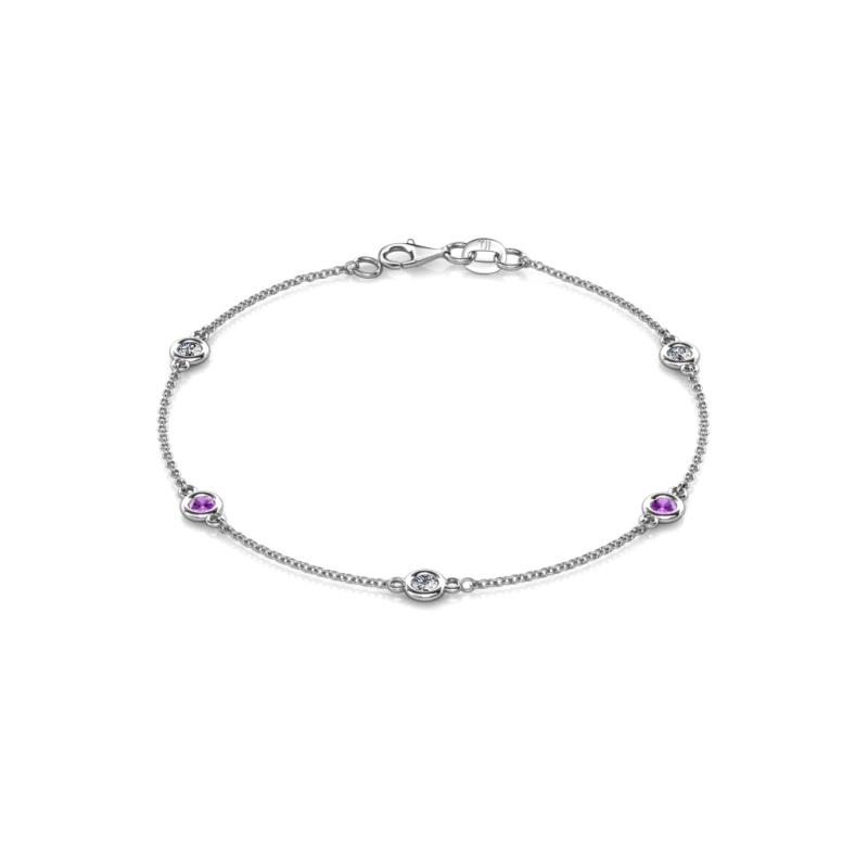 Aizza 0.75 ctw Amethyst and Lab Grown Diamond (3.50 mm) Station Bracelet 