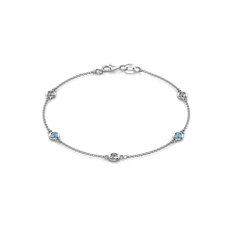 Aizza 0.73 ctw Blue Topaz and Lab Grown Diamond (3.50 mm) Station Bracelet 