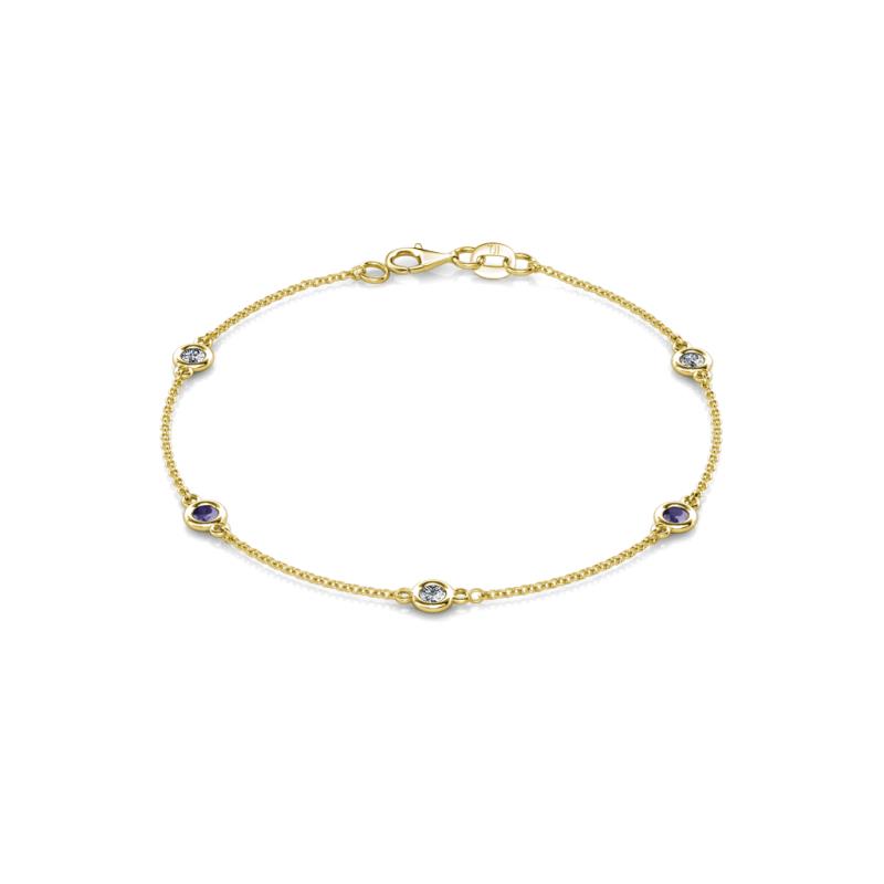Aizza 0.75 ctw Iolite and Lab Grown Diamond (3.50 mm) Station Bracelet 