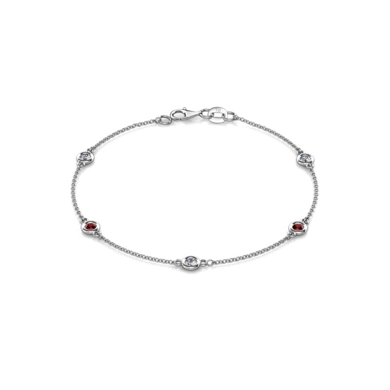 Aizza 0.81 ctw Red Garnet and Lab Grown Diamond (3.50 mm) Station Bracelet 
