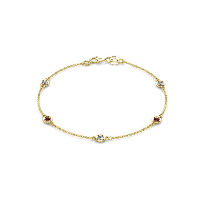 Aizza 0.81 ctw Red Garnet and Lab Grown Diamond (3.50 mm) Station Bracelet 