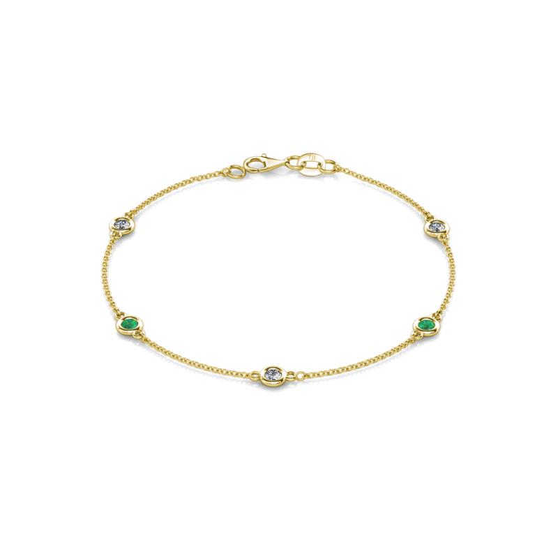 Aizza 0.79 ctw Emerald and Lab Grown Diamond (3.50 mm) Station Bracelet 