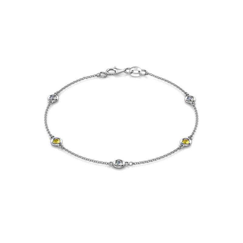 Aizza 0.79 ctw Yellow Sapphire and Lab Grown Diamond (3.50 mm) Station Bracelet 