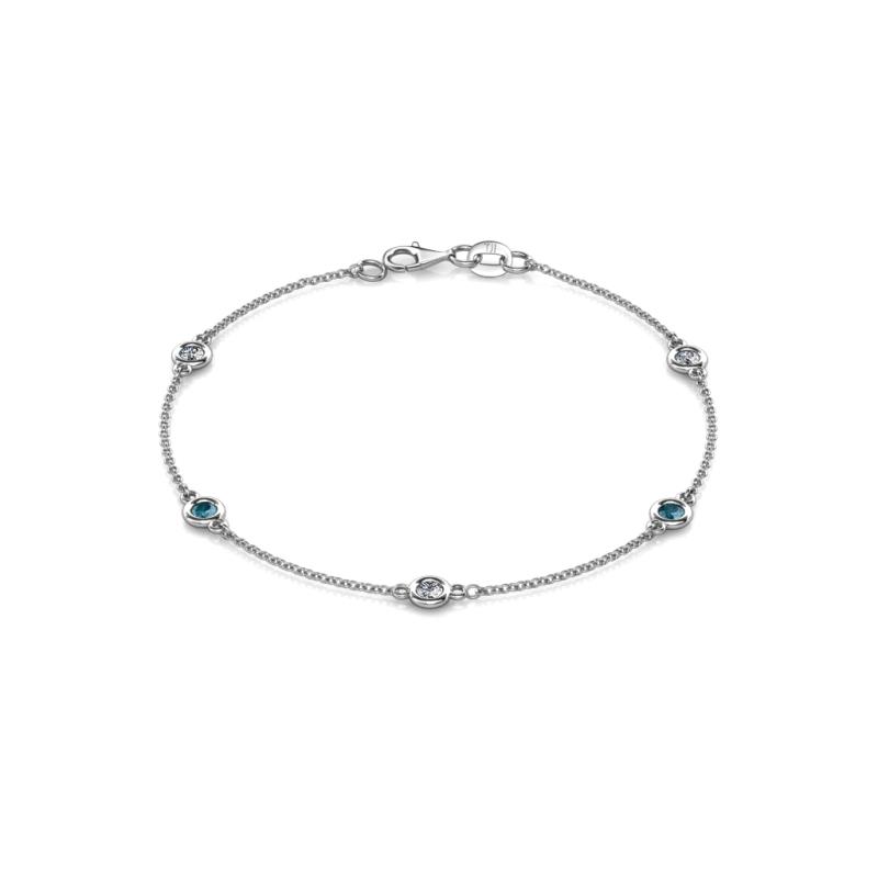 Aizza 0.79 ctw London Blue Topaz and Lab Grown Diamond (3.50 mm) Station Bracelet 