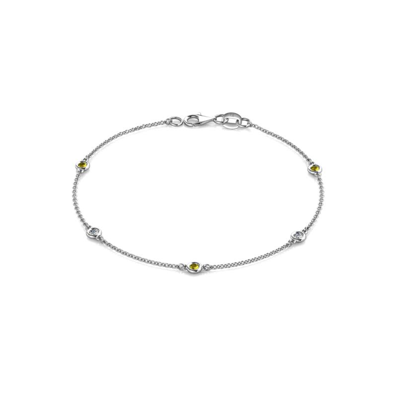 Aizza 0.30 ctw Yellow Diamond and Lab Grown Diamond (2.50 mm) Station Bracelet 
