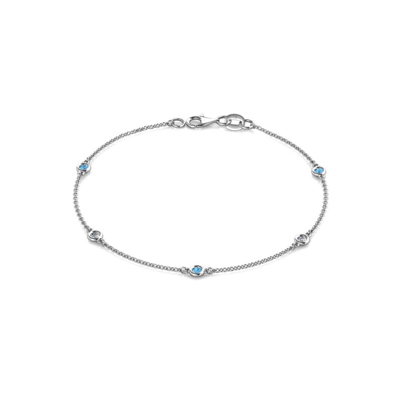 Aizza 0.27 ctw Blue Topaz and Diamond (2.50 mm) Station Bracelet 