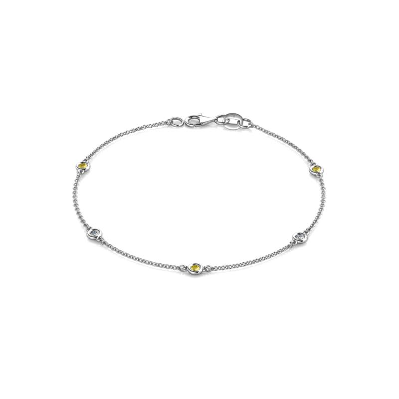 Aizza 0.33 ctw Yellow Sapphire and Diamond (2.50 mm) Station Bracelet 