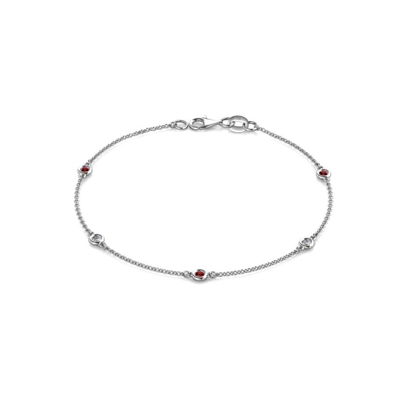 Aizza 0.32 ctw Red Garnet and Lab Grown Diamond (2.50 mm) Station Bracelet 