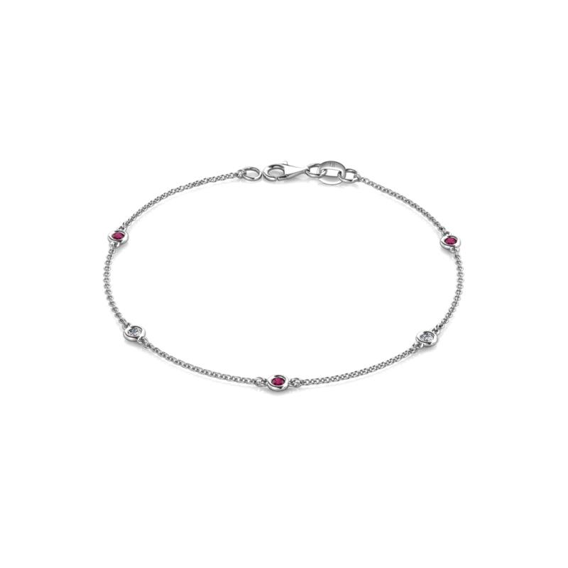 Aizza 0.32 ctw Rhodolite Garnet and Lab Grown Diamond (2.50 mm) Station Bracelet 