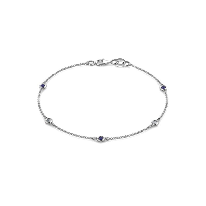 Aizza 0.32 ctw Blue Sapphire and Lab Grown Diamond (2.50 mm) Station Bracelet 