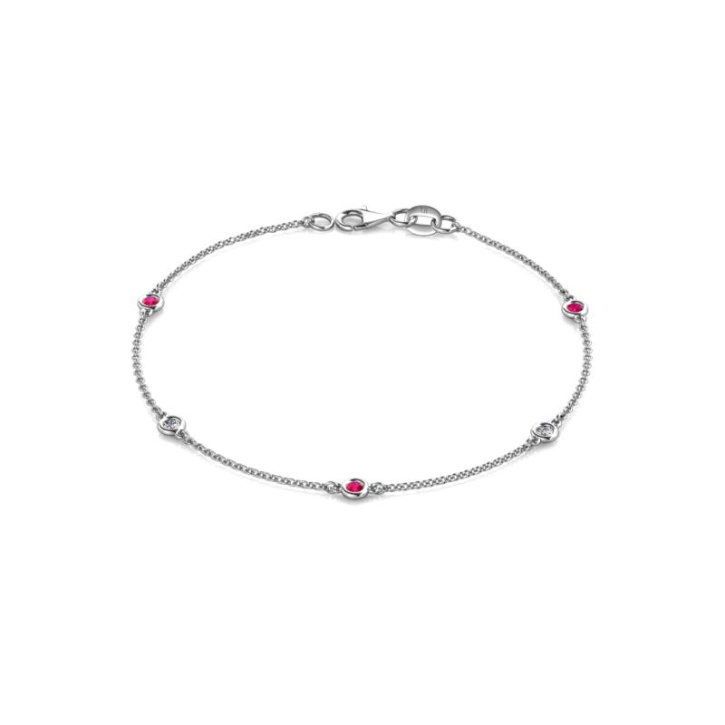 Aizza 0.30 ctw Ruby and Lab Grown Diamond (2.50 mm) Station Bracelet 