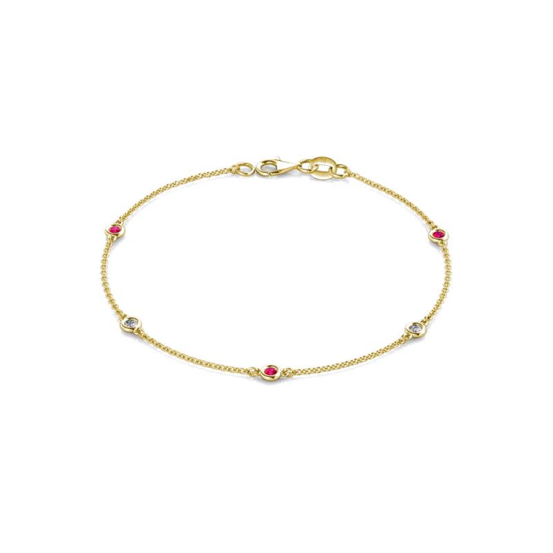 Aizza 0.30 ctw Ruby and Lab Grown Diamond (2.50 mm) Station Bracelet 