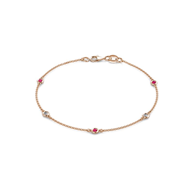 Aizza 0.30 ctw Ruby and Lab Grown Diamond (2.50 mm) Station Bracelet 