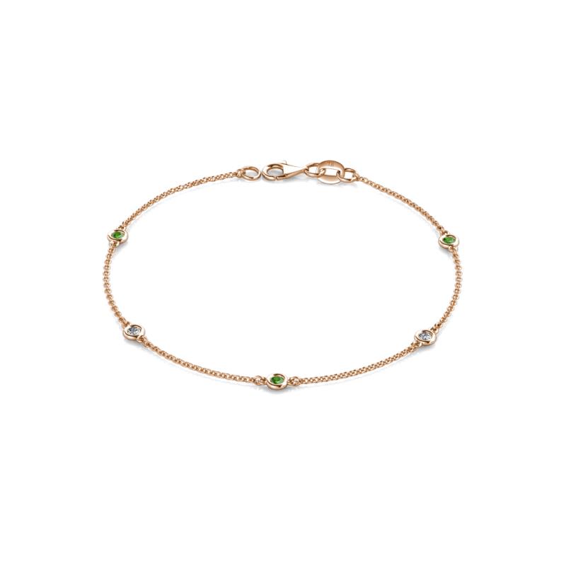 Aizza 0.32 ctw Green Garnet and Lab Grown Diamond (2.50 mm) Station Bracelet 