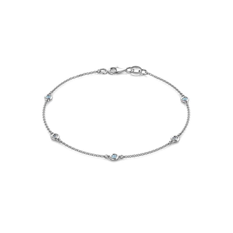 Aizza 0.24 ctw Aquamarine and Lab Grown Diamond (2.50 mm) Station Bracelet 