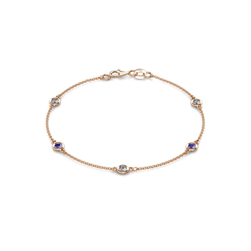 Aizza (5 Stn/3.4mm) Petite Tanzanite and Diamond on Cable Bracelet 