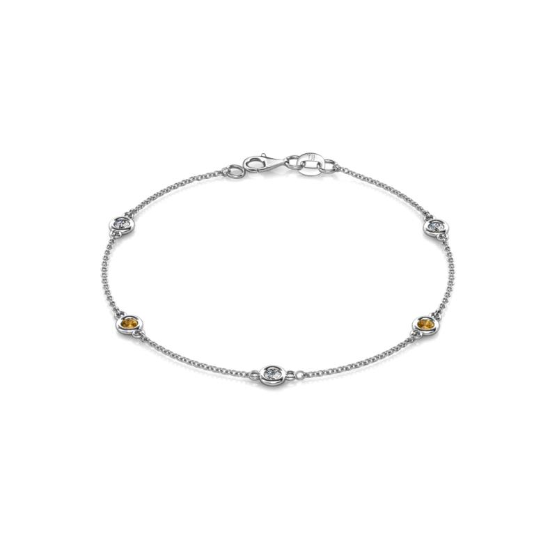 Aizza (5 Stn/3.4mm) Petite Citrine and Diamond on Cable Bracelet 