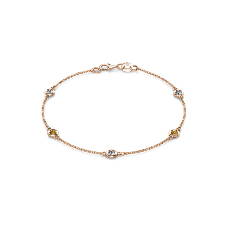 Aizza (5 Stn/3.4mm) Petite Citrine and Diamond on Cable Bracelet 
