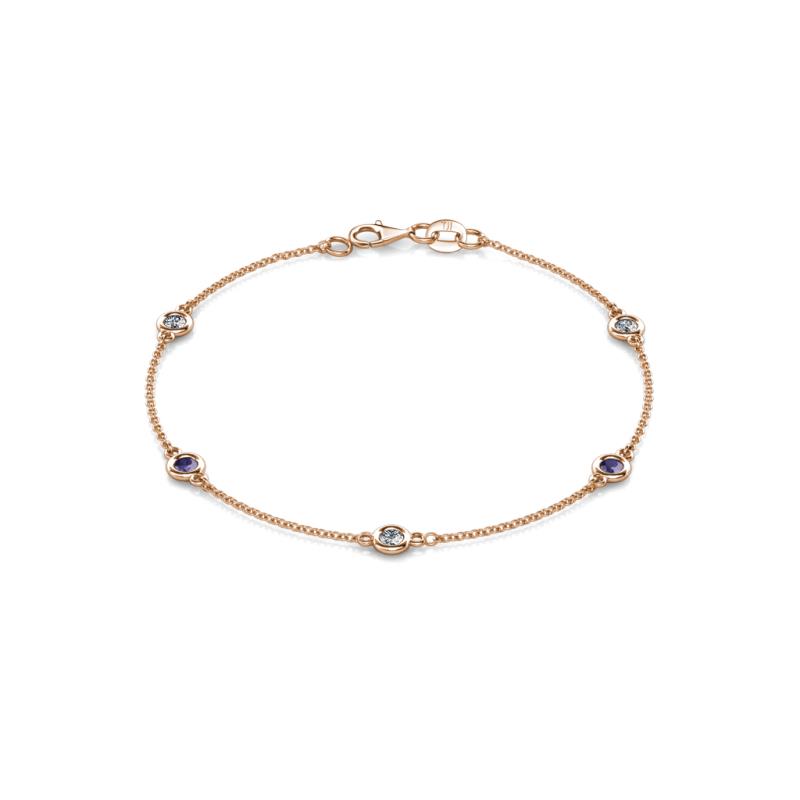 Aizza (5 Stn/3.4mm) Petite Iolite and Diamond on Cable Bracelet 