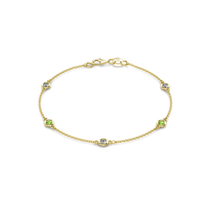 Aizza (5 Stn/3.4mm) Petite Peridot and Diamond on Cable Bracelet 
