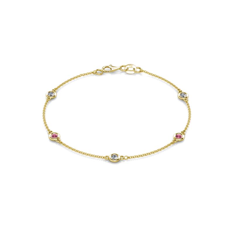 Aizza (5 Stn/3.4mm) Petite Rhodolite Garnet and Diamond on Cable Bracelet 