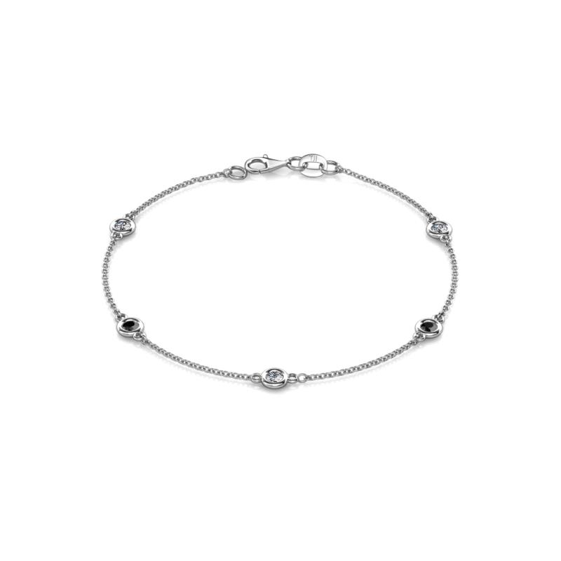 Aizza (5 Stn/3.4mm) Petite Black and White Diamond on Cable Bracelet 