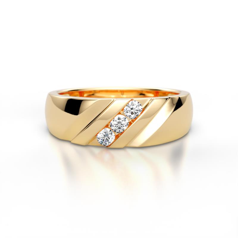 Jamal Lab Grown Diamond Diagonal Three Stone Men Wedding Band (6.50 mm) 