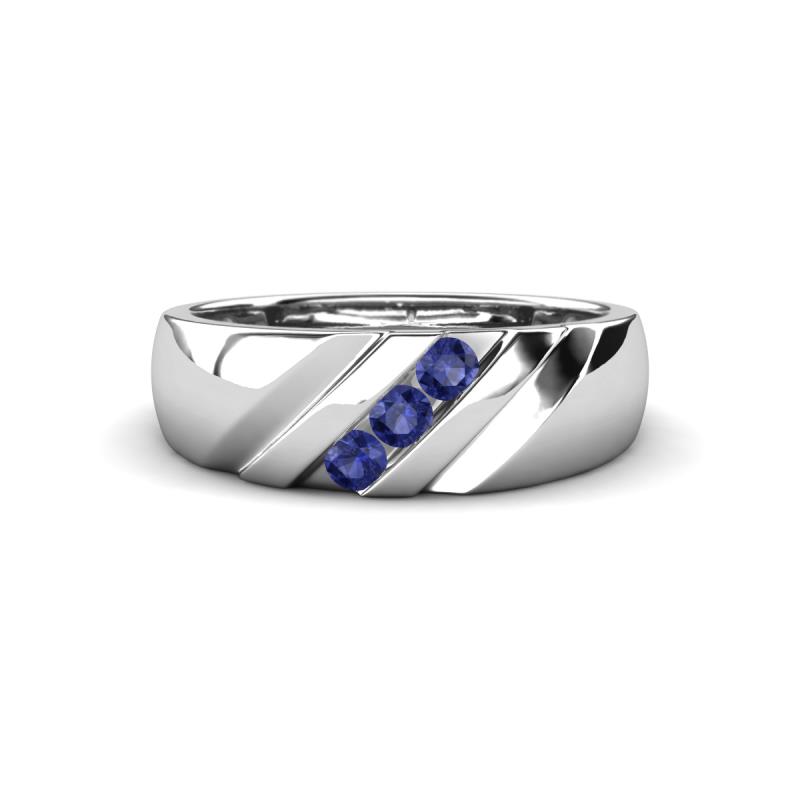 Jamal Iolite Diagonal Three Stone Men Wedding Band (6.50 mm) 