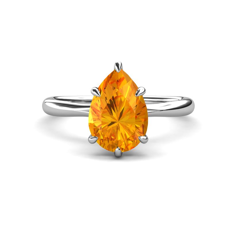 Solina 1.83 ctw Pear Shape Citrine accented Lab Grown Diamond Hidden Halo Women Engagement Ring 