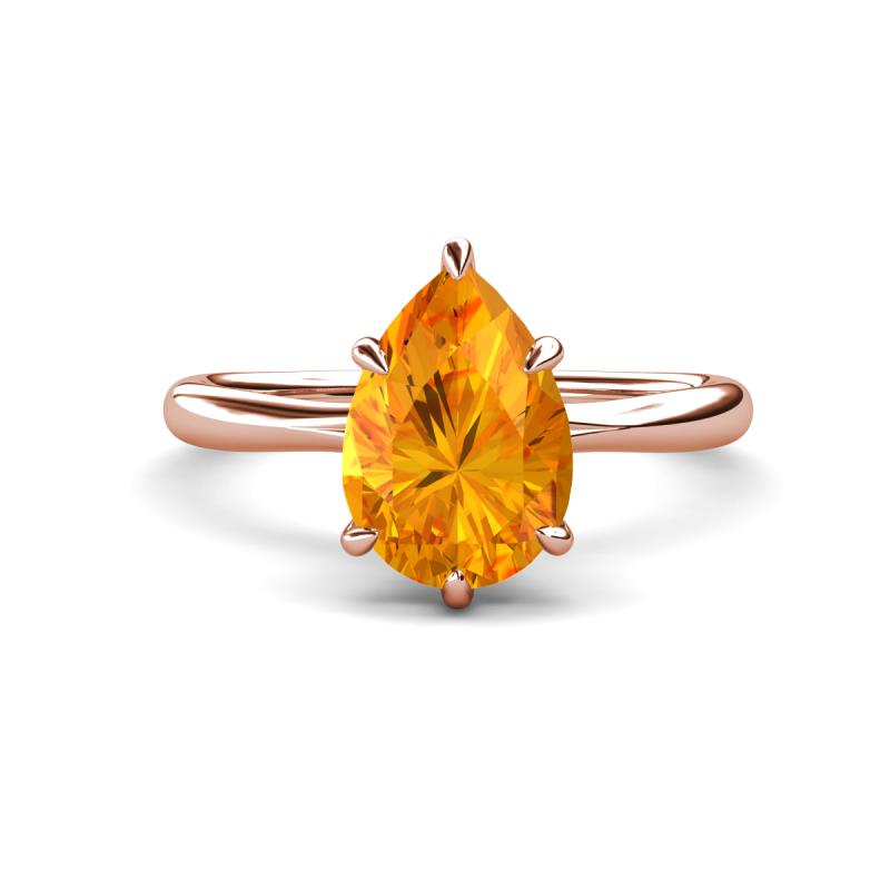 Solina 1.83 ctw Pear Shape Citrine accented Lab Grown Diamond Hidden Halo Women Engagement Ring 
