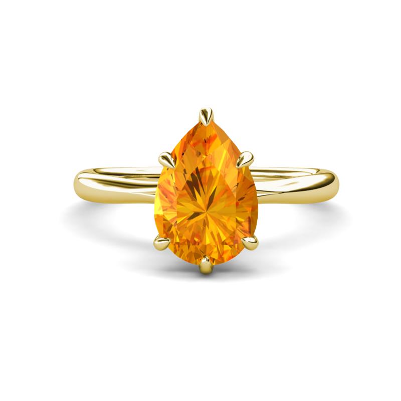 Solina 1.83 ctw Pear Shape Citrine accented Lab Grown Diamond Hidden Halo Women Engagement Ring 