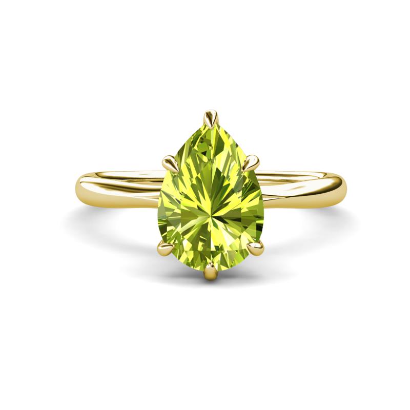 Solina 2.28 ctw Pear Shape Peridot accented Lab Grown Diamond Hidden Halo Women Engagement Ring 
